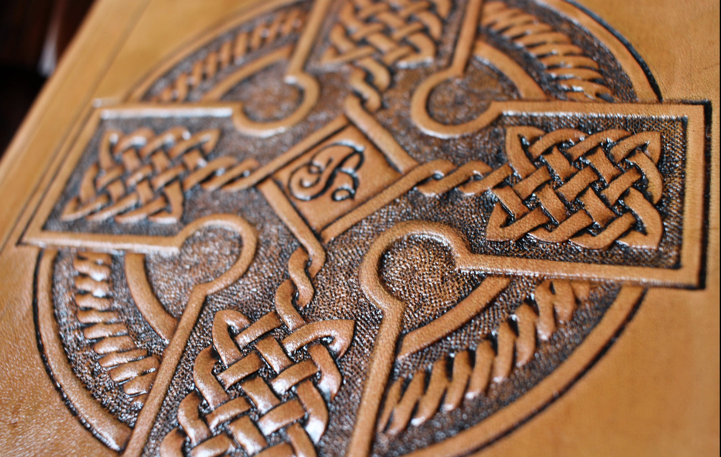Celtic Cross Leather Bible Tooling Handmade