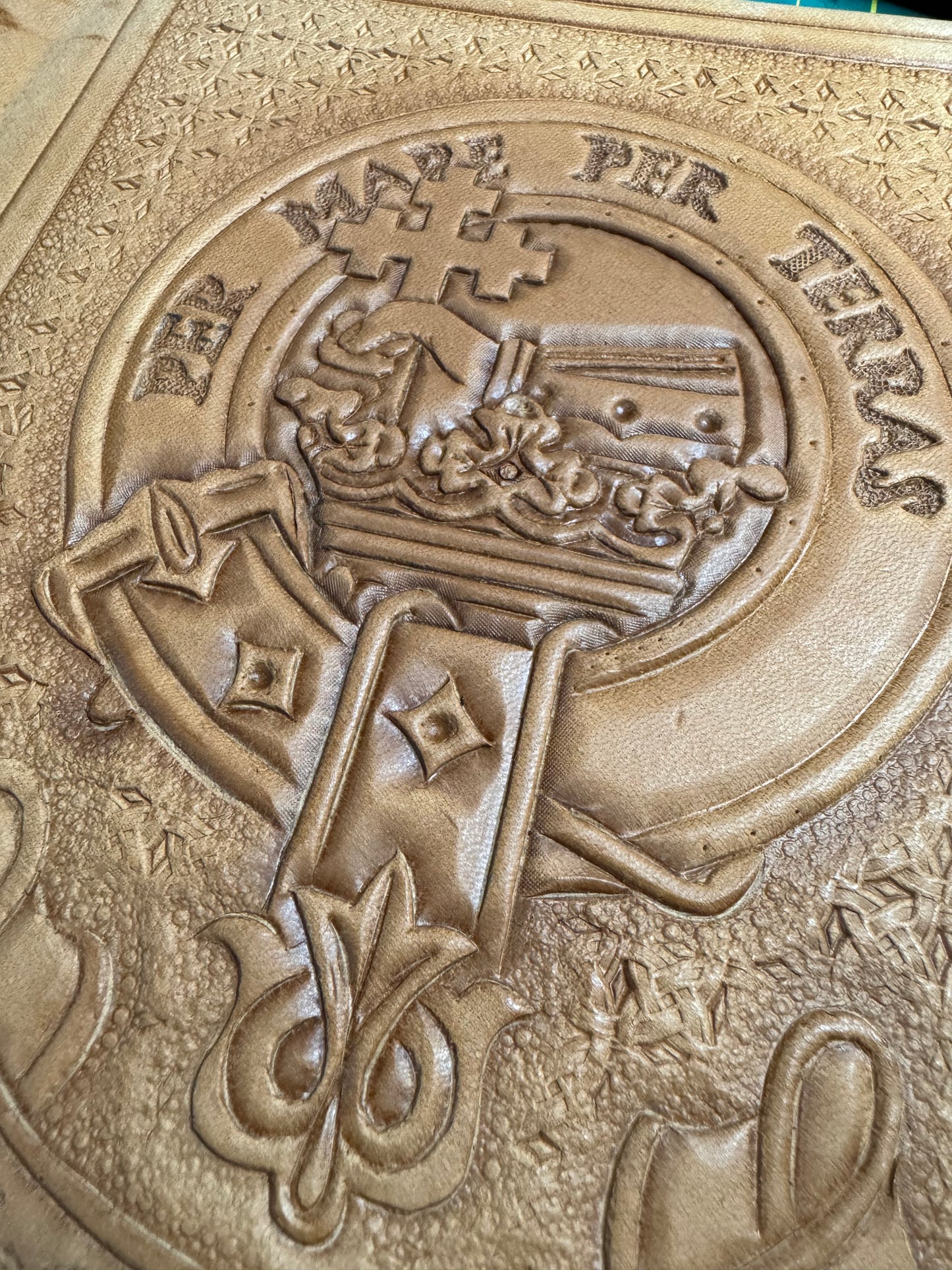 Handmade Leather Bible: Custom Family Crest