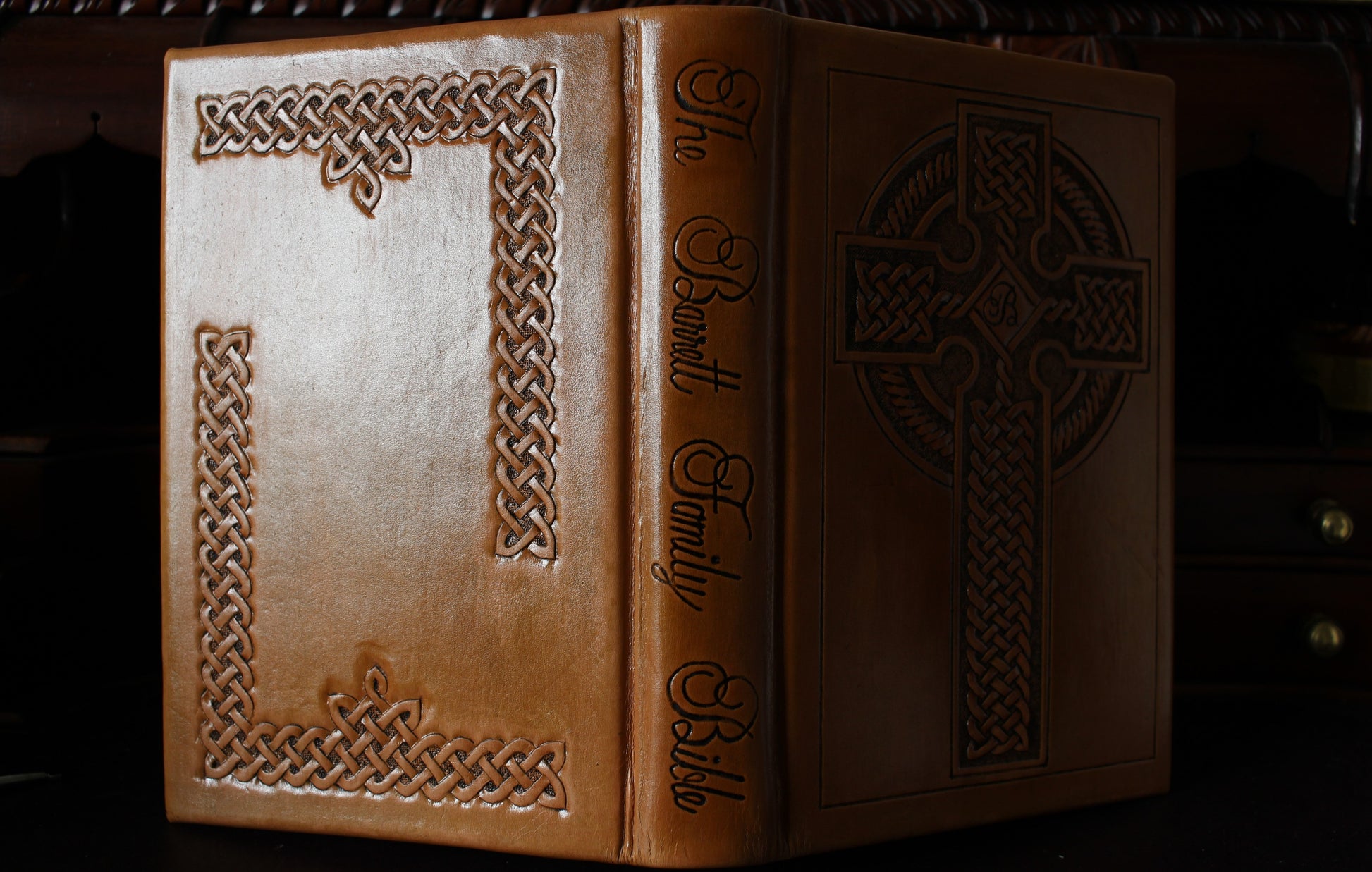 Celtic Cross and Knot Leather Bible Tooling Handmade