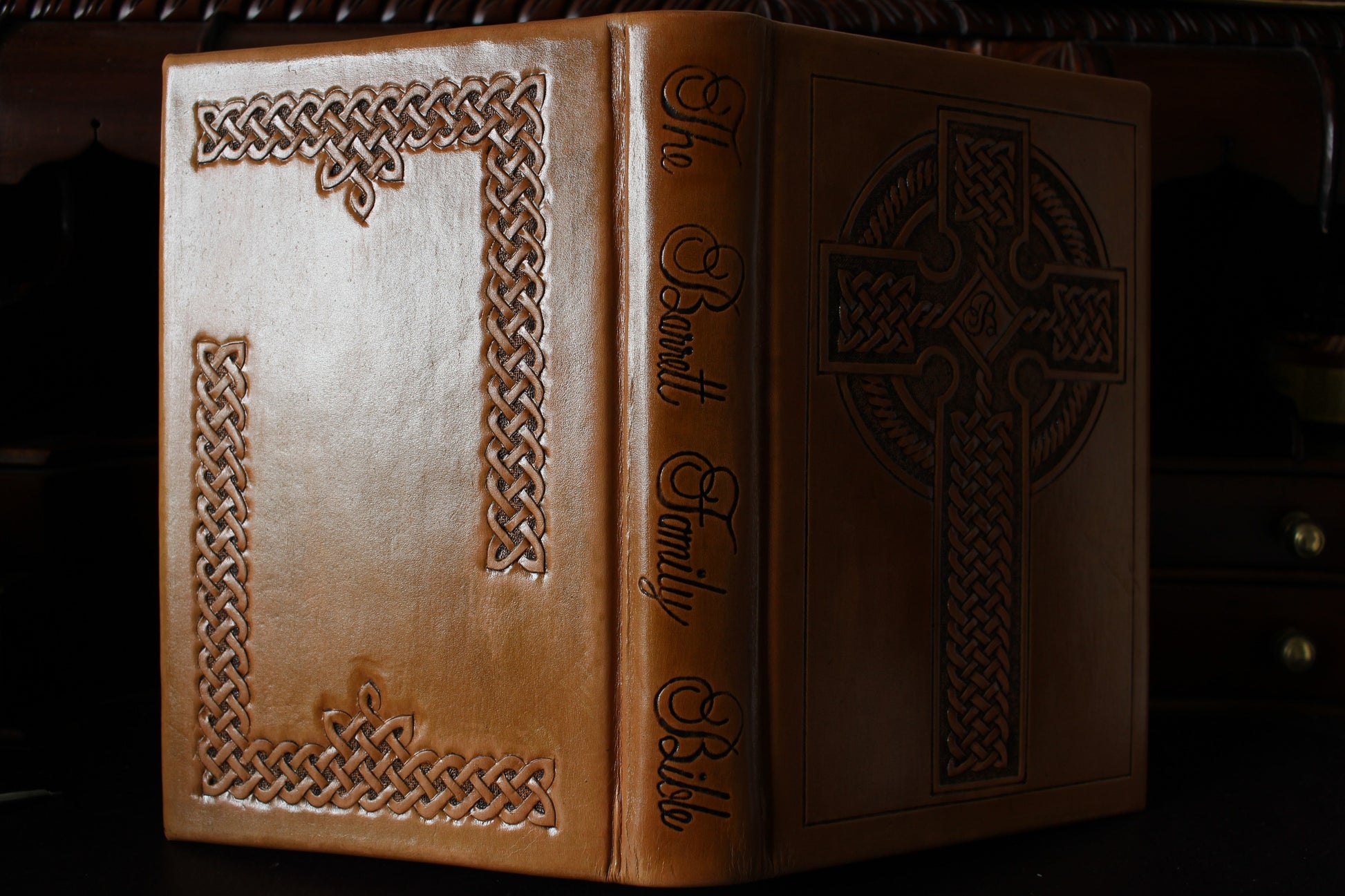 Celtic Cross and Knot Leather Bible Tooling Handmade